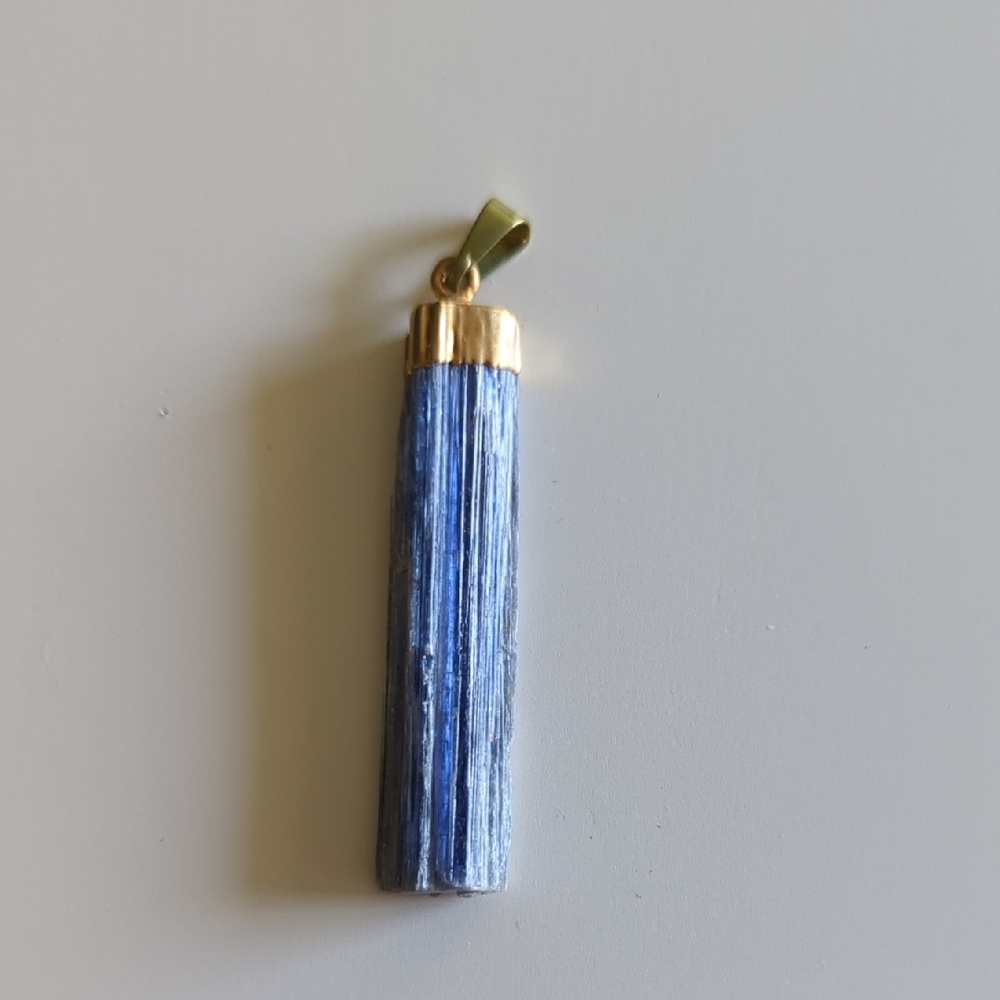 Blue Kyanite Pendant with Gold Cap